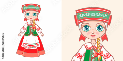 Belarusian girl in national costume photo