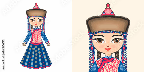 Buryat girl in national costume photo