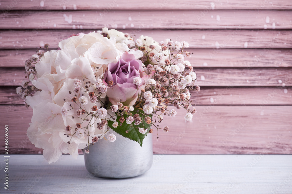 hydrangea flowers in tin pot hydrangea flowers in tin pot