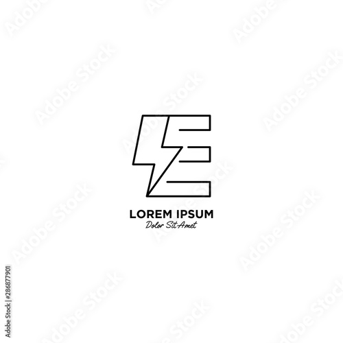 Letter E flash logo vector design illustration