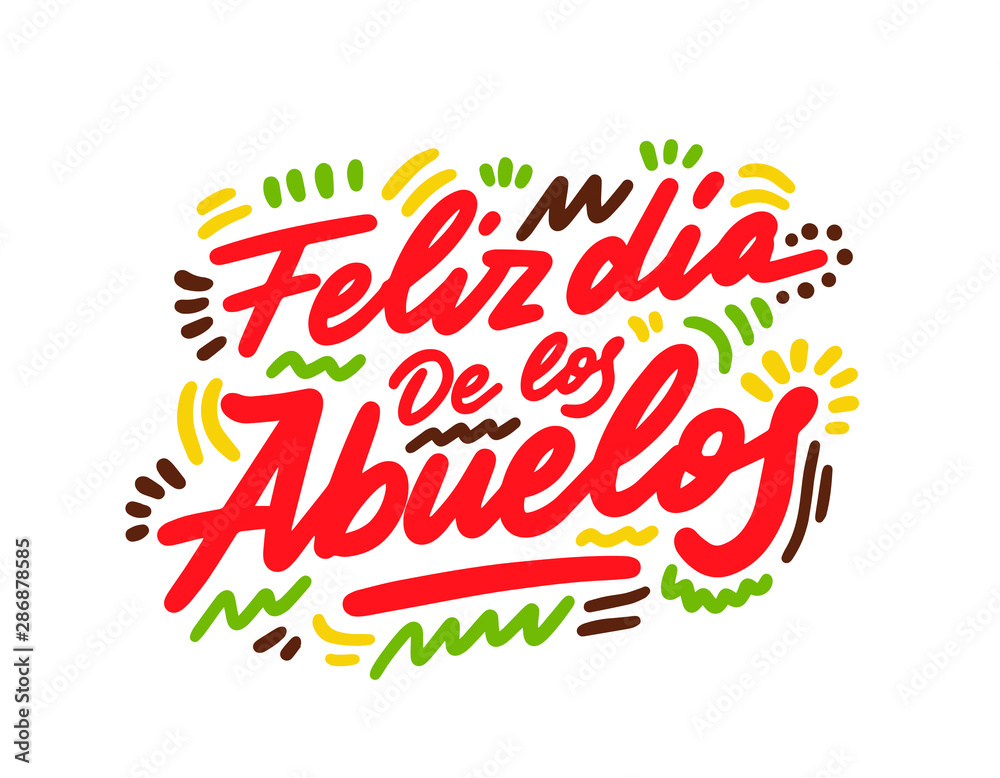 Feliz dia de los abuelos, Happy grandparents day spanish text, vector illustration. Feliz dia de los abuelos, Happy grandparents day spanish text, vector illustration.