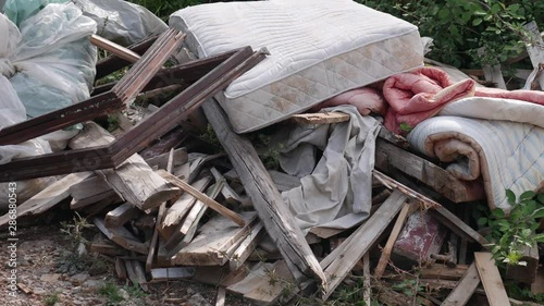 Garbage dumped made from a bedroom