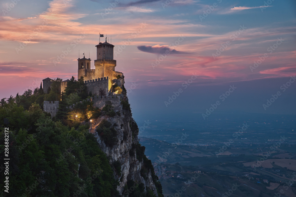 San Marino and the sunset