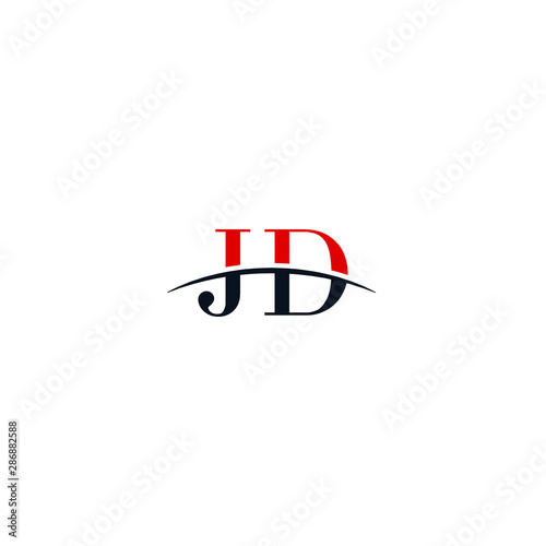 Free Download Initial letter JD, overlapping movement swoosh horizon logo company design inspiration in red and dark blue color vector - GFXLoad