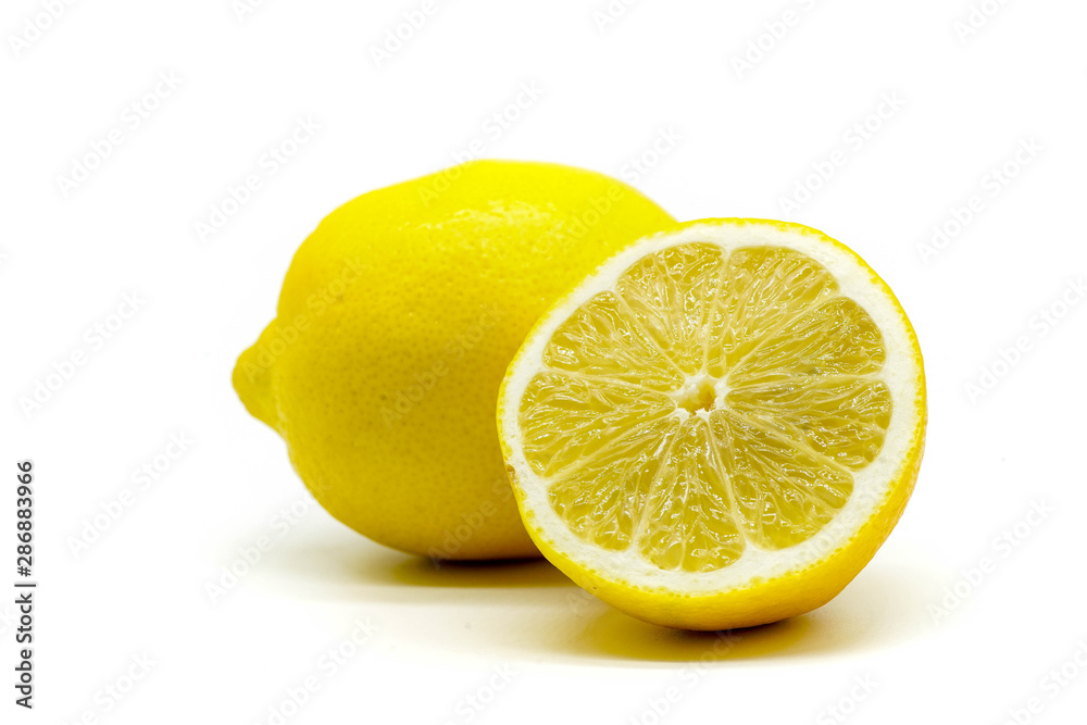 Fresh healthy slice yellow lemon lime isolated on white background Fresh healthy slice yellow lemon lime isolated on white background
