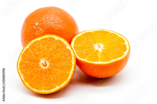 Fresh healthy slice orange citrus isolated on white background