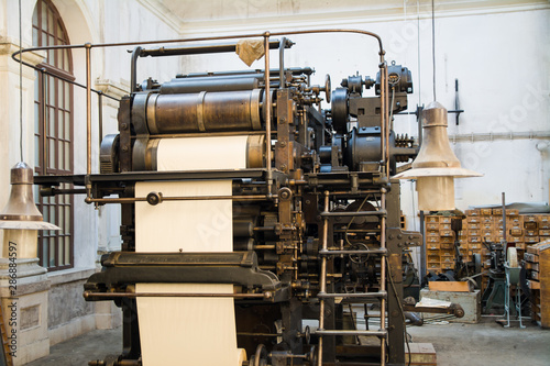 Vintage printing machine for carving in printing