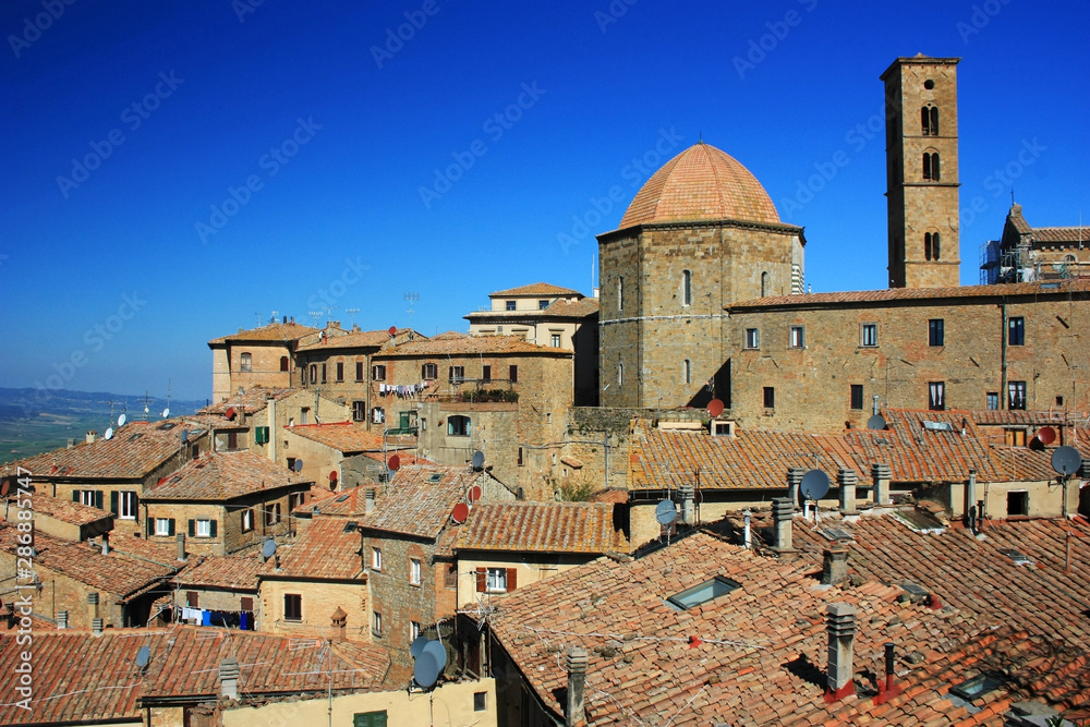 View of the medieval city of Volterra, Italy