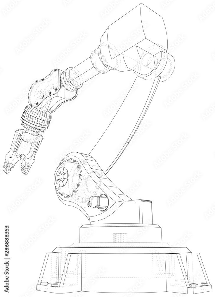 Obraz premium Robot hand. EPS10 format. Wire-frame Vector created of 3d.