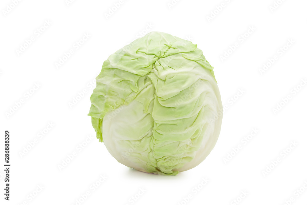 Whole green cabbage isolated on white background with clipping path. Whole green cabbage isolated on white background with clipping path.