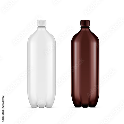 PET Plastic Clean Disposaple Bottle On White Background