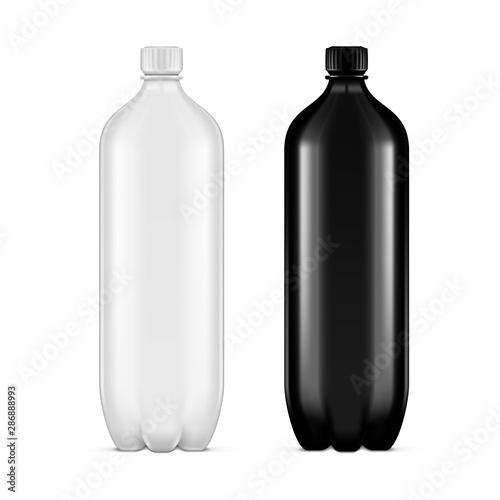 PET Plastic Clean Disposaple Bottle On White Background