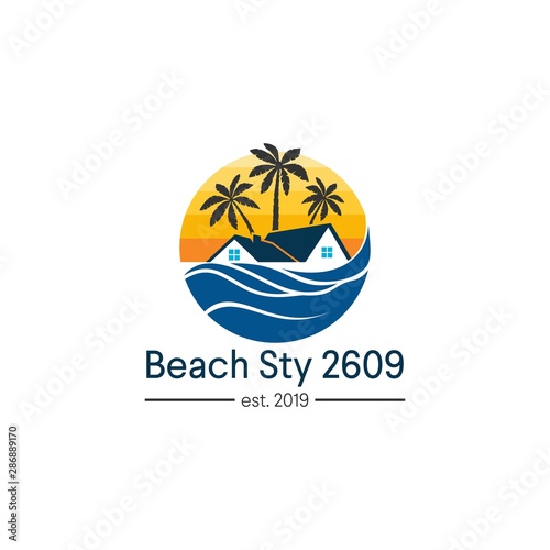 Free Download simple home and beach vector logo - GFXLoad
