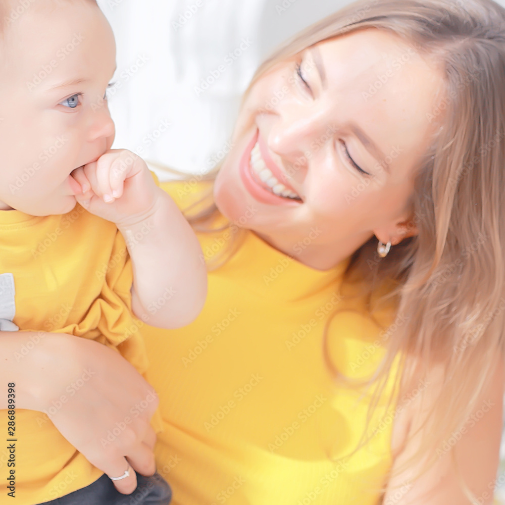 cheerful healthy baby smiling / portrait of a small child, boy little son cheerful health