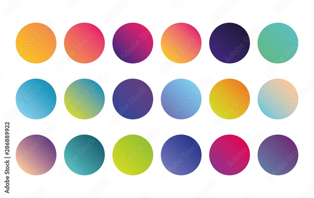 Circle gradient holographic sphere button. Vector rounded vibrant abstract multicolor neon, purple, blue palette gradients, round buttons flat vivid color spheres set Circle gradient holographic sphere button. Vector rounded vibrant abstract multicolor neon, purple, blue palette gradients, round buttons flat vivid color spheres set