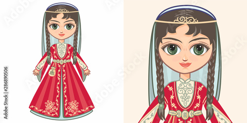 Chechen girl in national costume photo