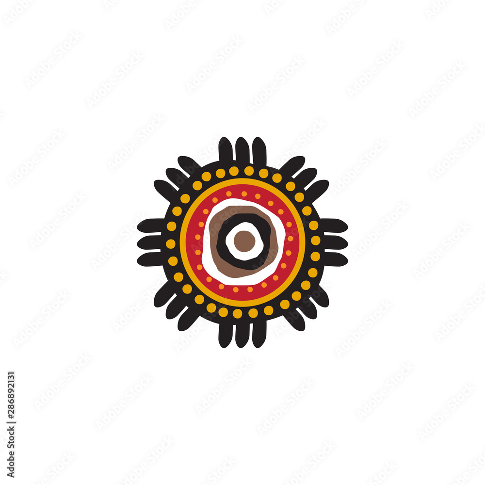 Fototapeta premium Aboriginal art dots painting icon logo design vector illustration template