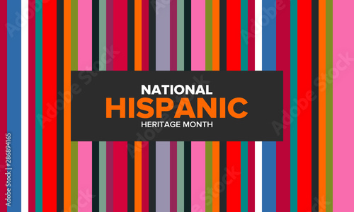 National Hispanic Heritage Month in September and October. Hispanic and Latino Americans culture. Celebrate annual in United States. Poster, card, banner and background. Vector illustration
