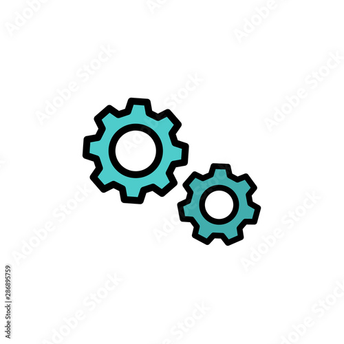 Two gears simple vector isolated drawing . Settings or Properties menu icon.