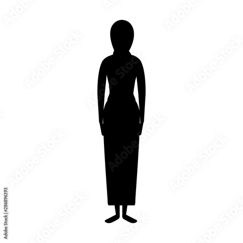 silhouette of islamic woman with traditional burka