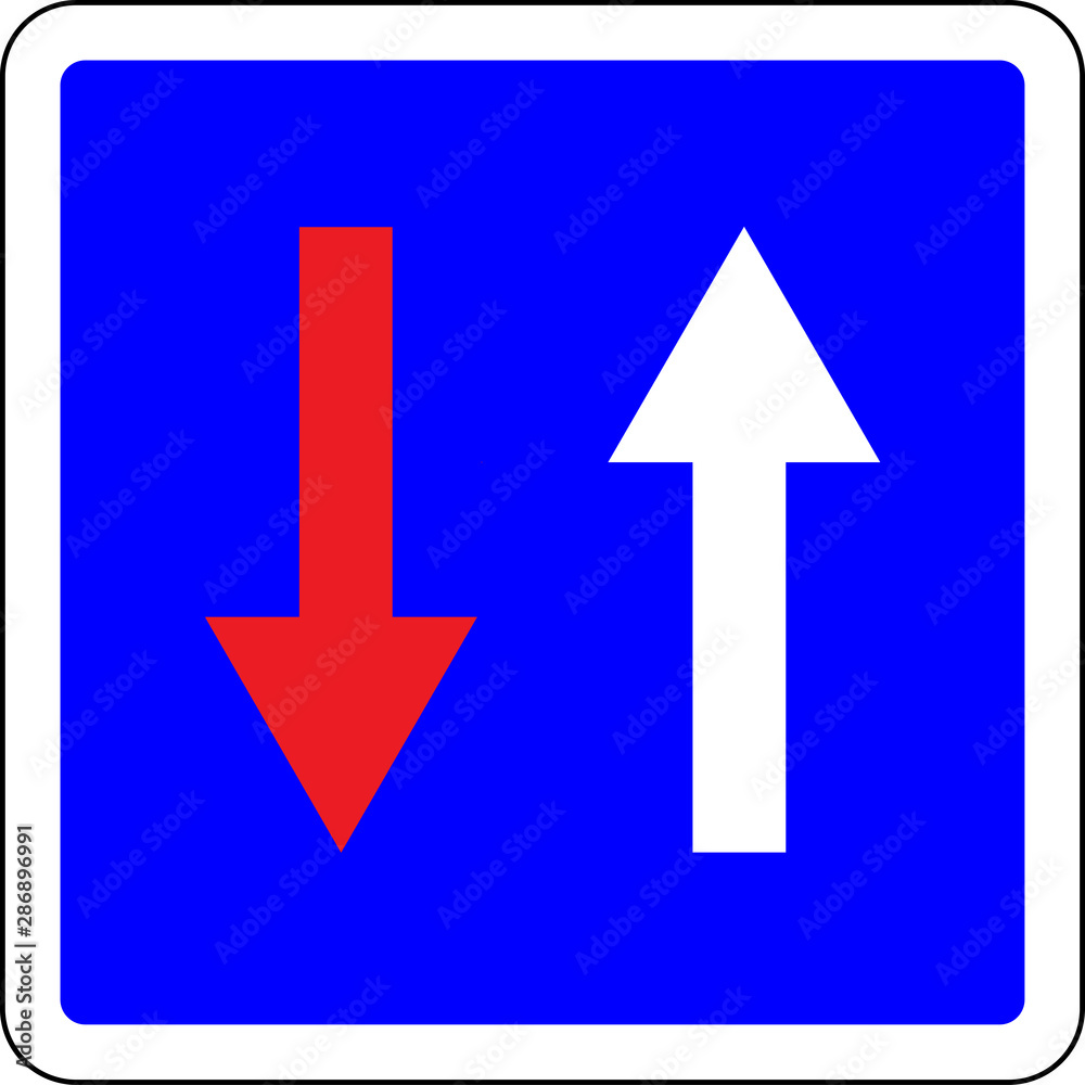 Priority over oncoming vehicles road sign Priority over oncoming vehicles road sign