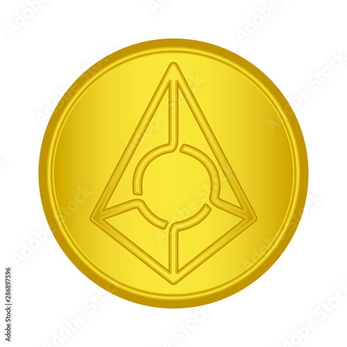 Gold Augur icon. golden Cryptocurrency Augur sign.  blockchain  money. Internet money