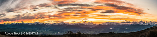 Panorama of the sunset near Coyhaique in the Aysen Region of Patagonia, Chile. photo