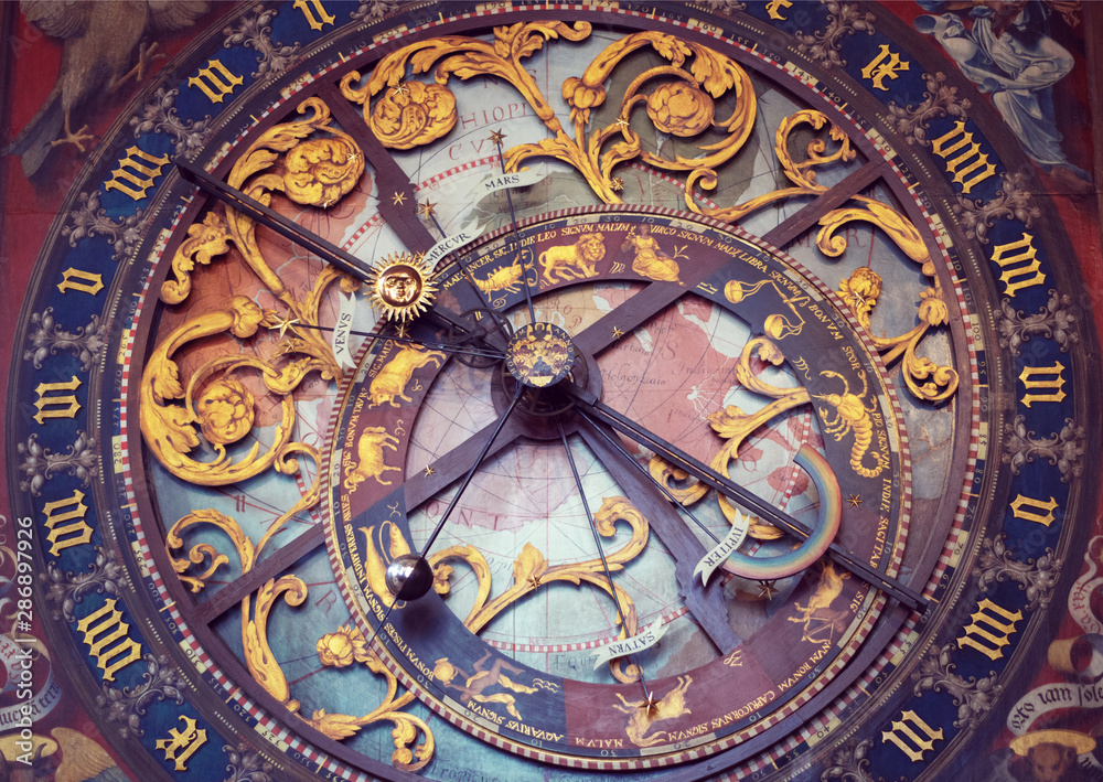 An old Astronomical clock in a church