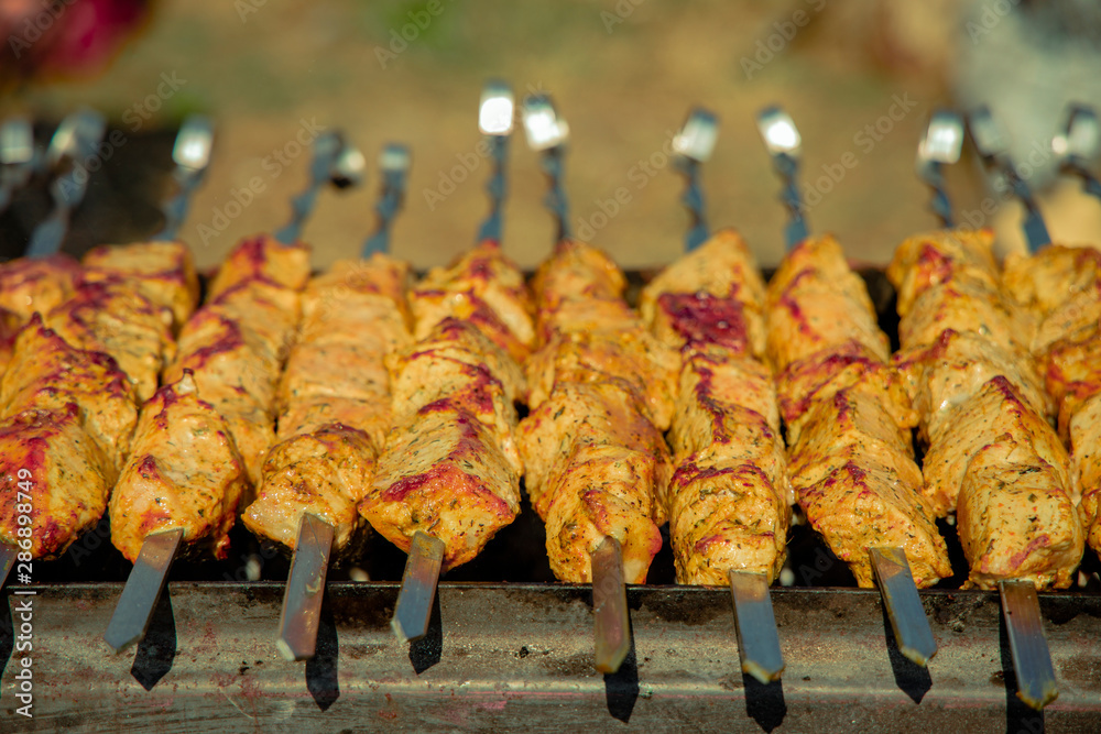barbecue chicken meat on a grill outdoor cooking picnic food concept picture 