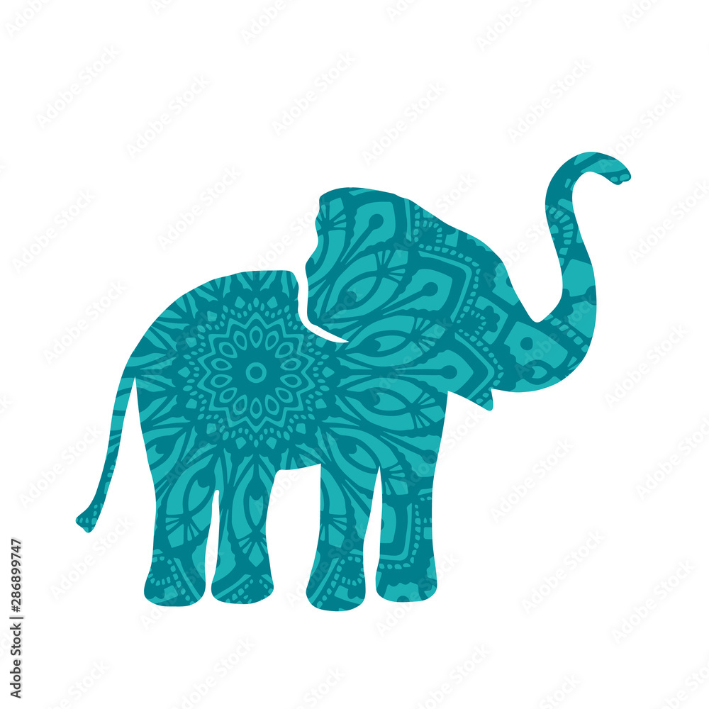 Obraz premium Elephant Filled with Mandala Pattern. Vector
