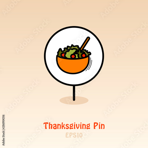 Salad bowl pin map icon. Harvest. Thanksgiving