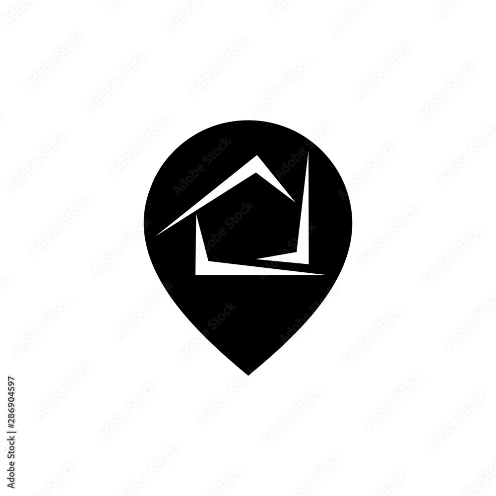 House Map Point Logo Design. location home icon illustration vector symbol. House Map Point Logo Design. location home icon illustration vector symbol.
