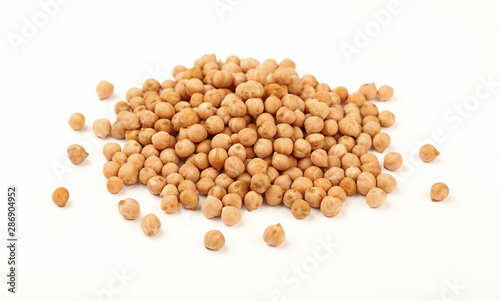 Close up heap of chickpea beans isolated on white