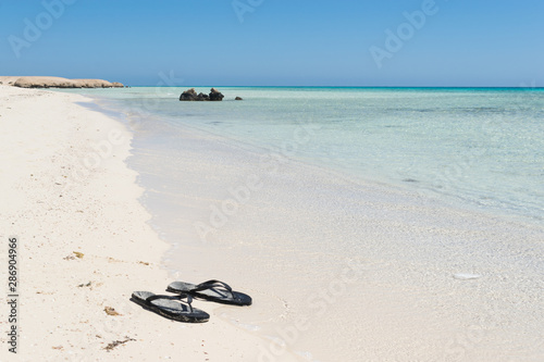 Clear water view at Hankorab beach, Wadi El Gemal protectorate, Marsa Alam, Red Sea, Egypt