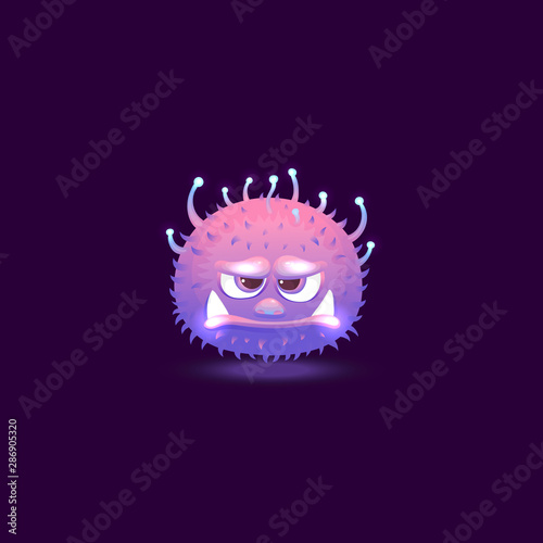 Angry, sad and frowning monster, character and his emotion.