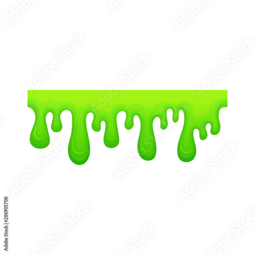The horizontal sticky slime which is flowing down green drops.