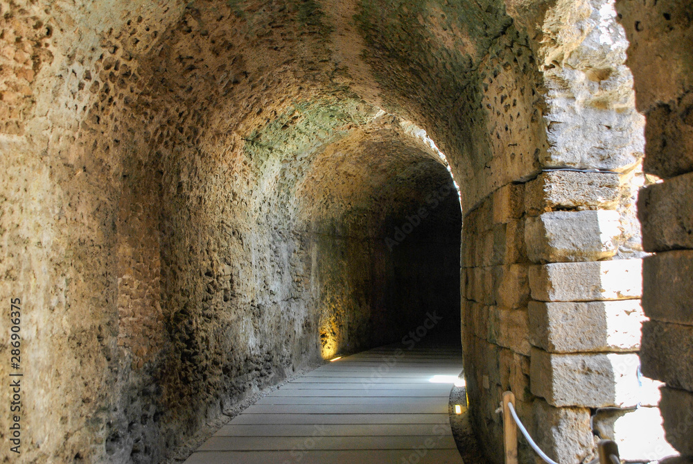 Fototapeta premium Cadiz in Spain, the roman theatre tunnel