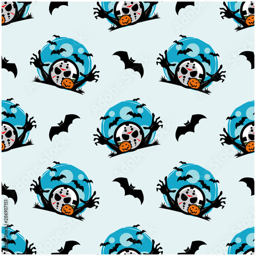 seamless pattern halloween hockey mask theme vector photo