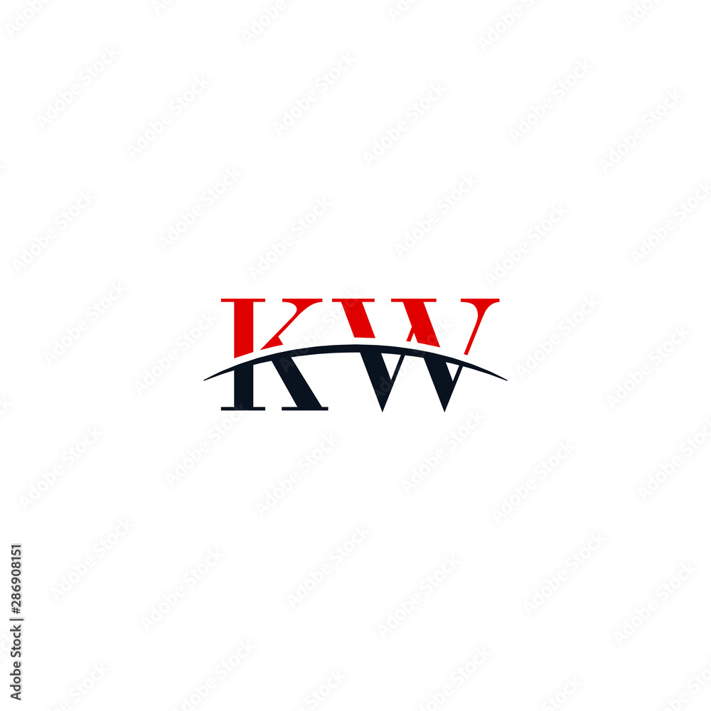 Initial letter KW, overlapping movement swoosh horizon logo company design inspiration in red and dark blue color vector Initial letter KW, overlapping movement swoosh horizon logo company design inspiration in red and dark blue color vector