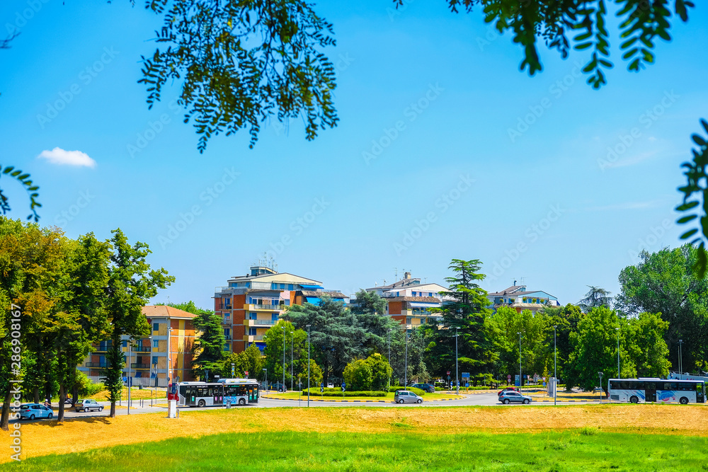 Obraz premium Ferrara; Italy - July, 7, 2019: traffic in Ferrara, Italy