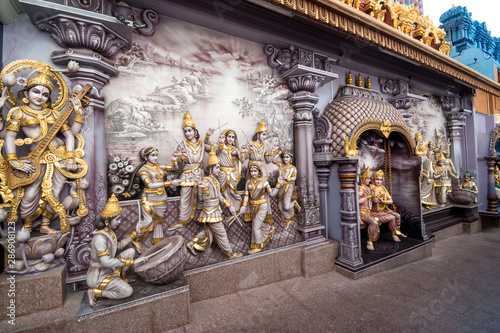 Hindu Goddess Saraswati of Knowledge, Music, dance,art and study statues at Sri Krishnan Temple, Bugis, Singapore. photo