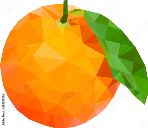low poly orange, polygon orange on white background