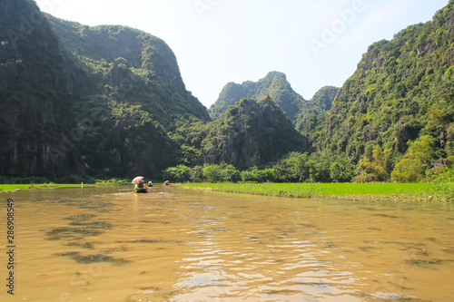 The view during the boat trip down Tam Coc River