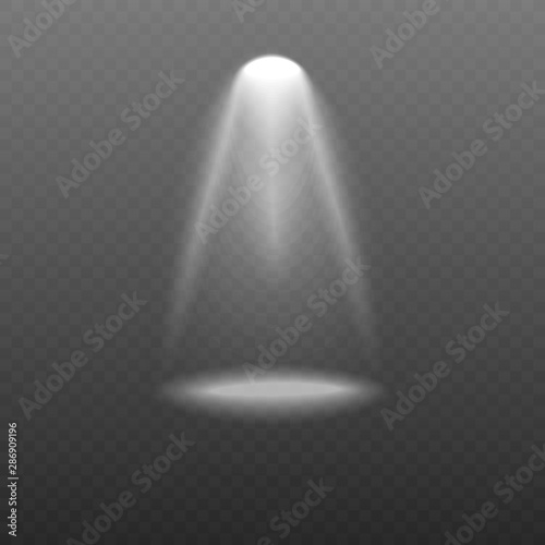 Isolated spotlight beam with realistic transparent texture on dark background