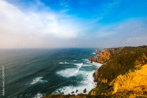Capo Da Roca, the most western point of Europe at sunset, Sintra, Portugal