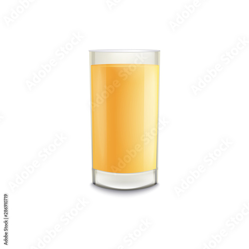 Realistic beer glass full of orange and yellow alcohol drink without foam.