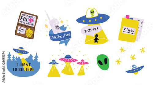 Set on a space theme with humorous ufo signs