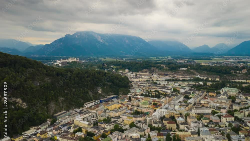 day time salzburg cityscape aerial panorama 4k timelapse austria day time salzburg cityscape aerial panorama 4k timelapse austria