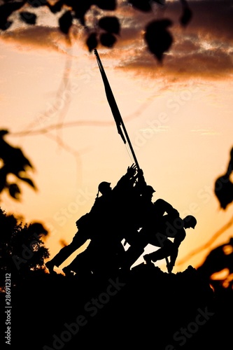 silhouette of soldier with rifle