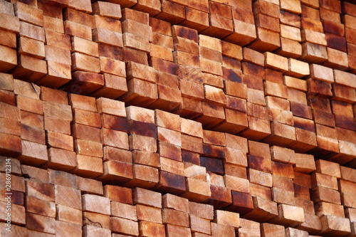 Side of a pile of wooden slats